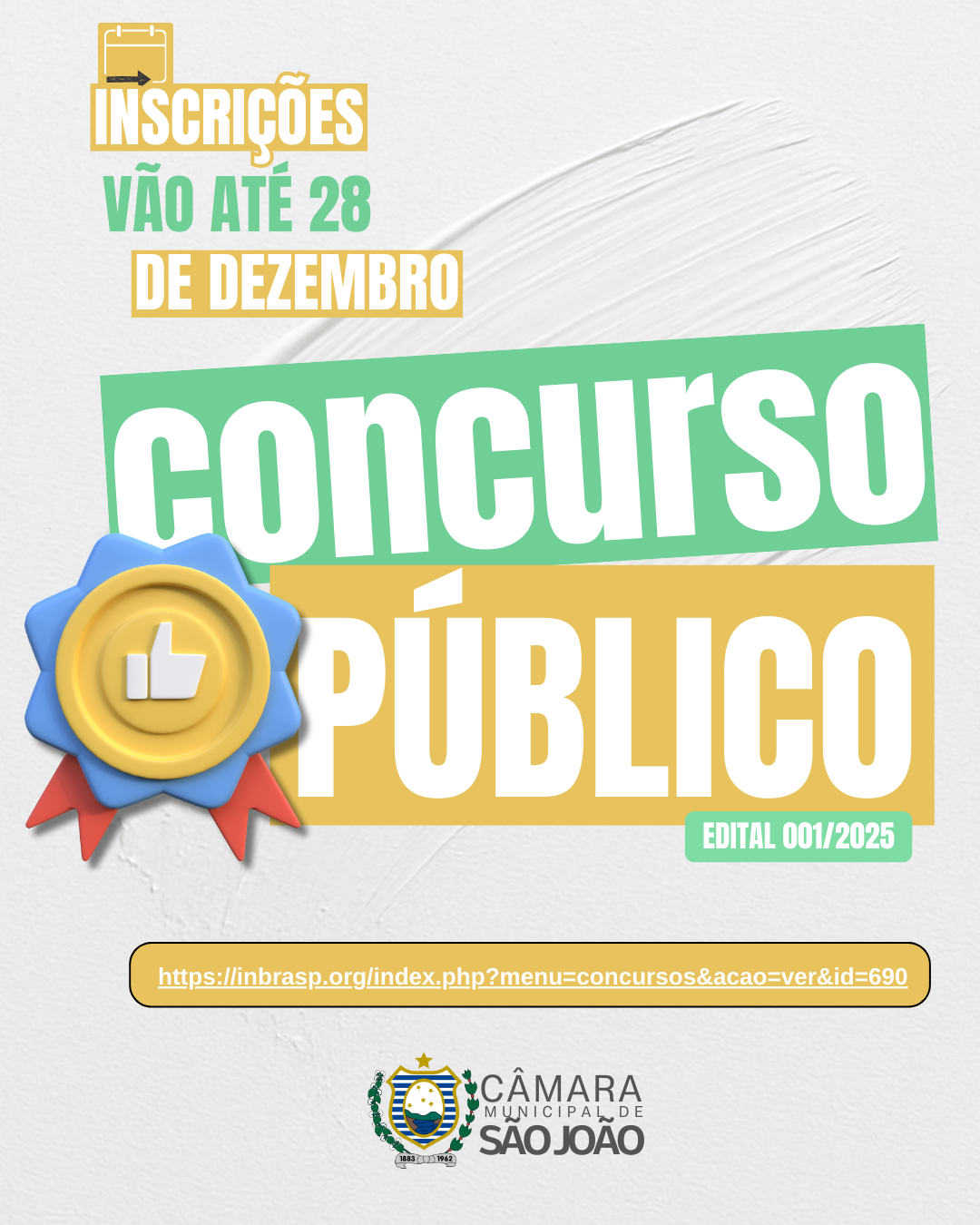 Imagem da notícia Concurso Câmara SÃO JOÃO PE: inscrições abertas! VEJA